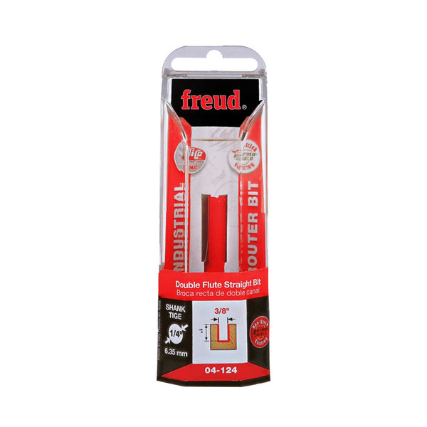 Freud Double Flute Straight Bit 1/4" SH, 3/8" D, 1" CL