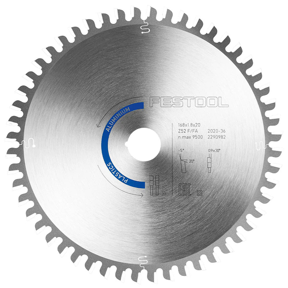 Festool Saw Blade Aluminum/Plastics, 52 Teeth, For TS/TSV 60 & CSC SYS 50 (1.8 mm Kerf)