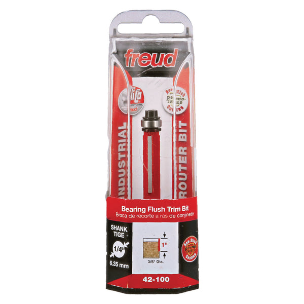 Freud Bearing Flush Trim Bit 1/4" SH, 3/8" D, 1" CL