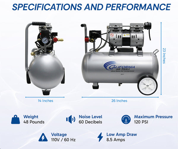 California Air Tools 8010 Air Compressor 1hp (8 Gal. Steel Tank)