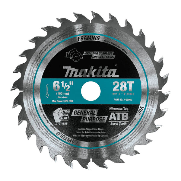 Makita 6-1/2" 28T Carbide-Tipped Cordless Plunge Saw Blade