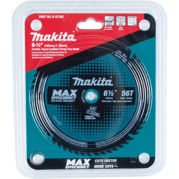 Makita 6-1/2" 56T Carbide-Tipped Max Efficiency Cordless Plunge Saw Blade