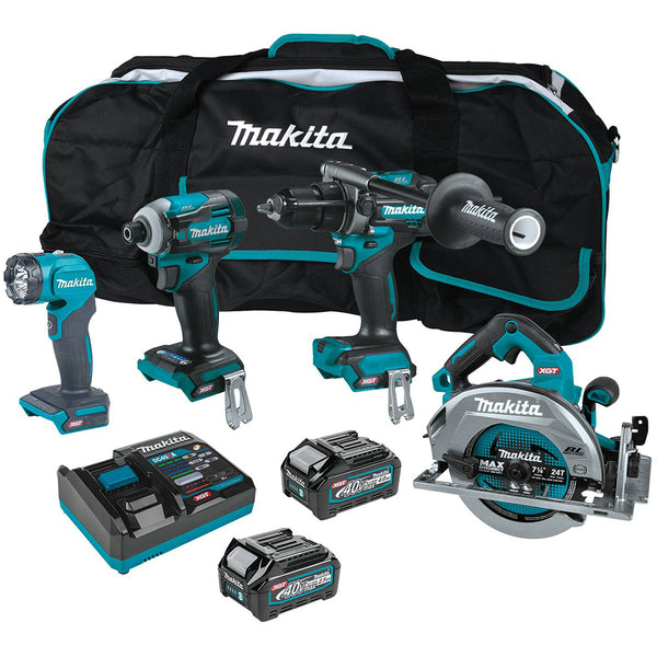 Makita GT400M1D1 40V XGT Cordless 4 Pc. Combo Kit (Hammer Drill, Driver, Circular Saw, LED Flashlight)