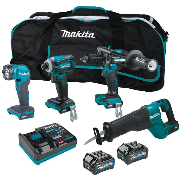 Makita GT401M1D1 40V XGT Cordless 4-Piece Combo Kit (Hammer Drill, Driver, Recipro Saw, LED Light)