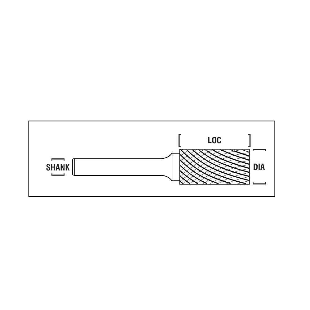 HTC SA-1L Double Cut Cylindrical Carbide Burr 1/4