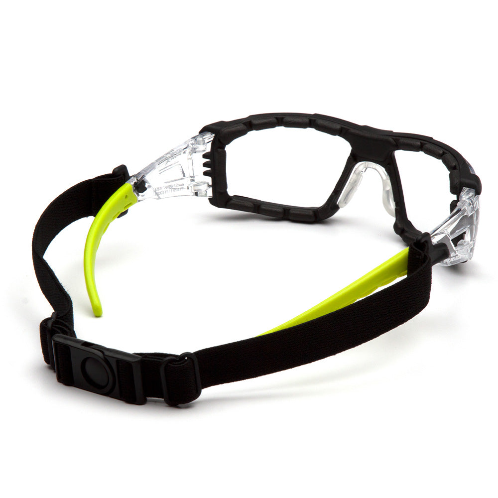 Pyramex Fyxate Lime Foam-Padded Safety Glasses - Clear Lens