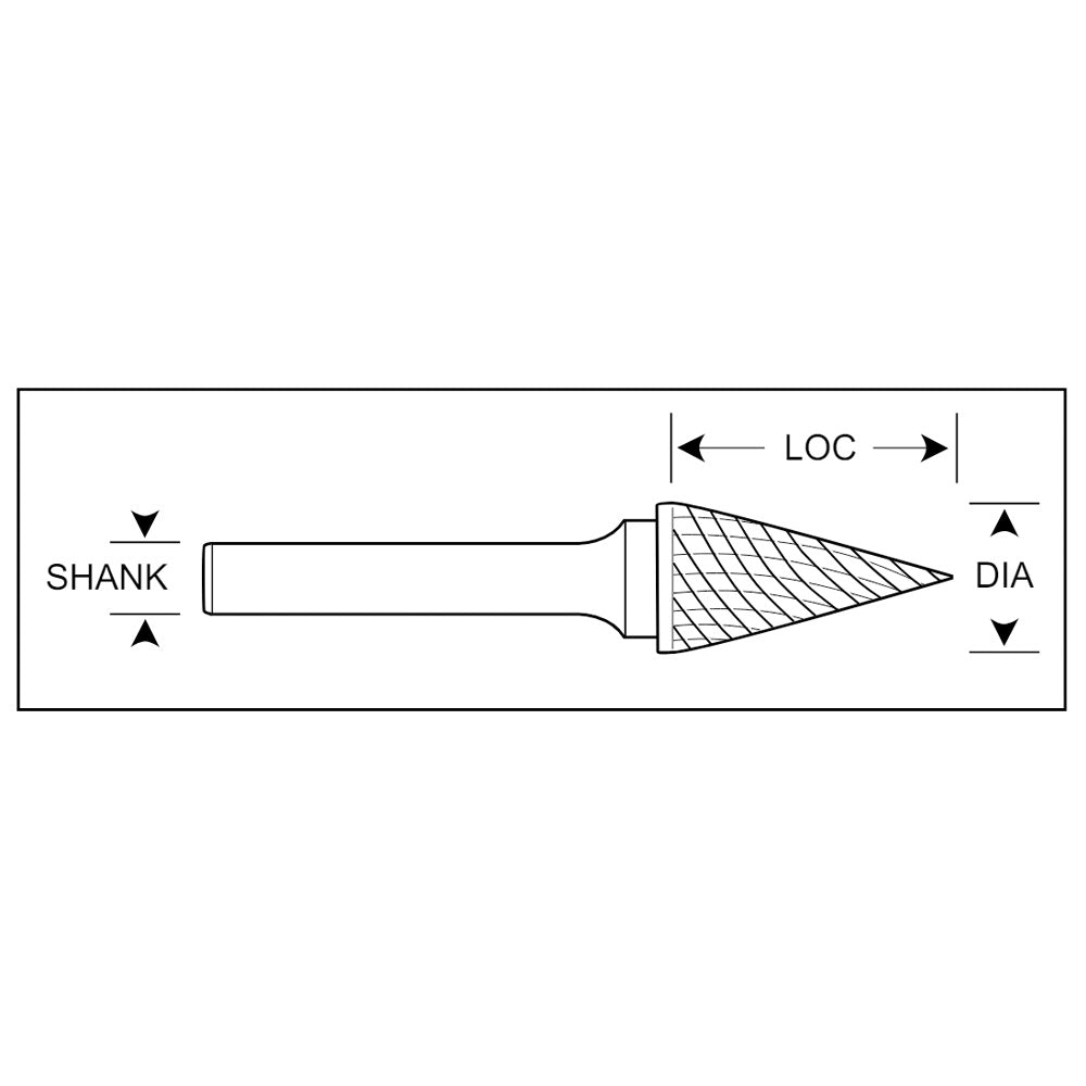 HTC SM-4 Double Cut Cone Flat End Style Carbide Burr 1/4