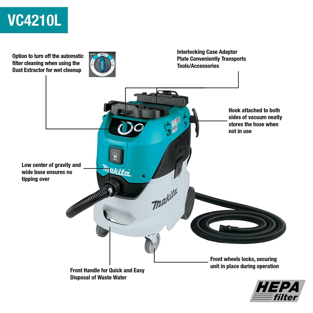 Makita VC4210L 11 Gallon Wet/Dry HEPA Filter Dust Extractor/Vacuum