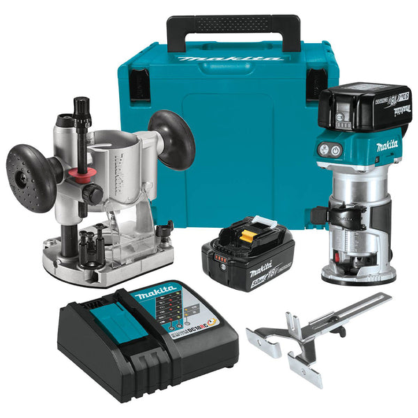 Makita XTR01T7 18V LXT Lithium-Ion Brushless Cordless Compact Router Kit (5.0 Ah)