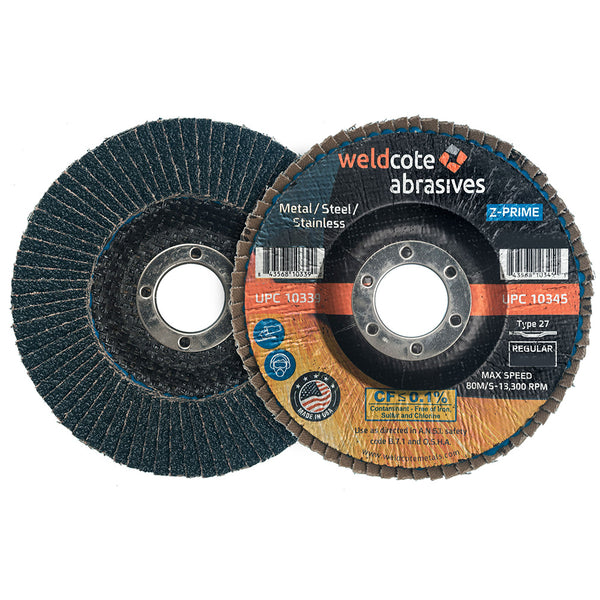 Weldcote Abrasives 4-1/2" x 7/8" T27 Z-Prime XL Flap Discs (120 Grit)*